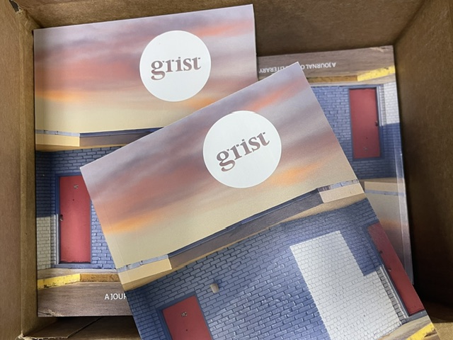 Copies of Grist issue 19 being unpacked from a box