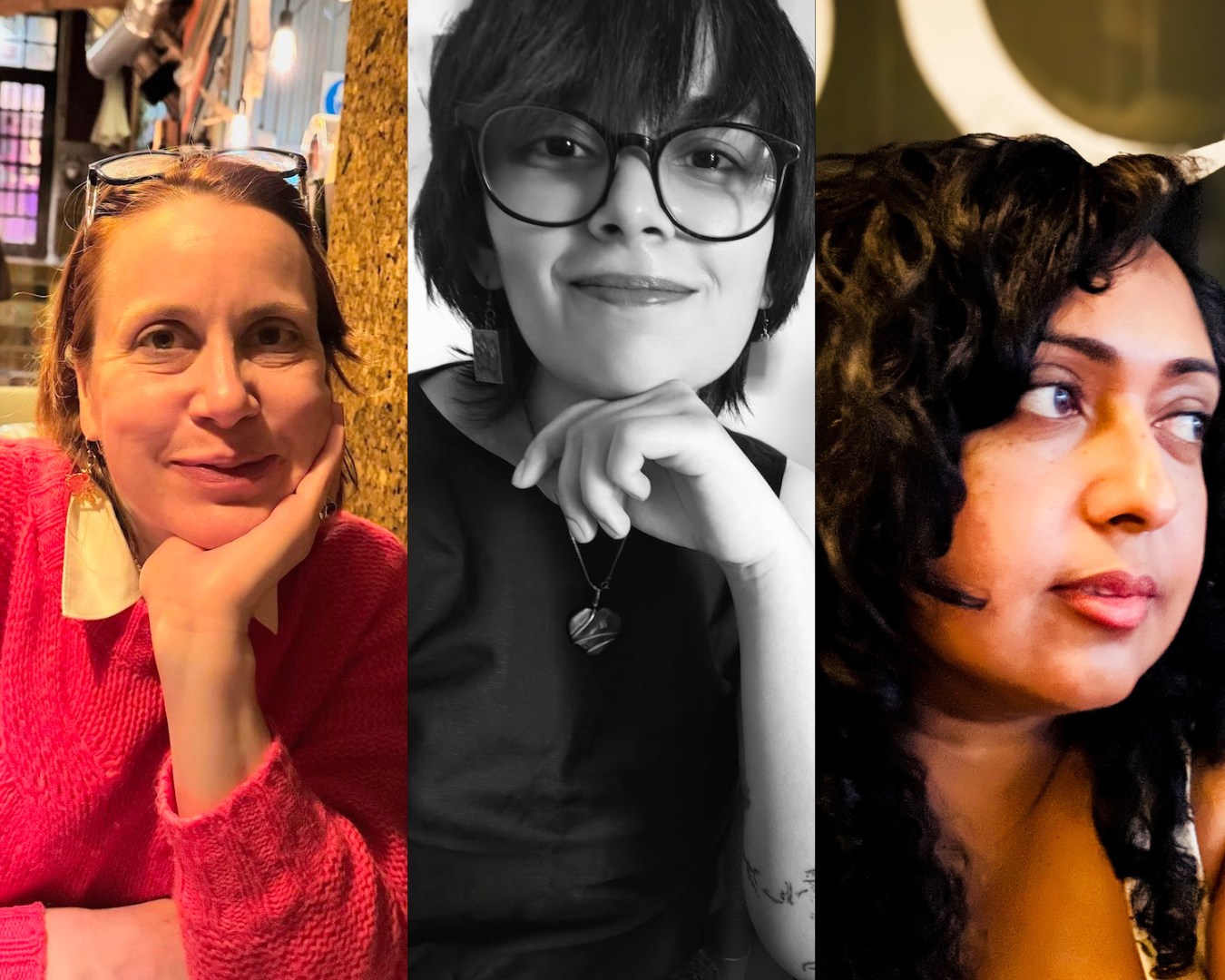 Collage graphic of Grist 20's ProForma Winner and Runners-up (From left to right: Ellen Kombiyil, Dipanjali Roy, and Ashwini Bhasi)